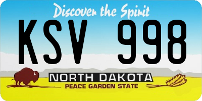 ND license plate KSV998