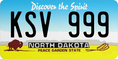 ND license plate KSV999