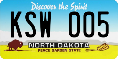 ND license plate KSW005