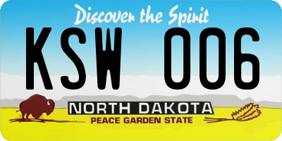 ND license plate KSW006