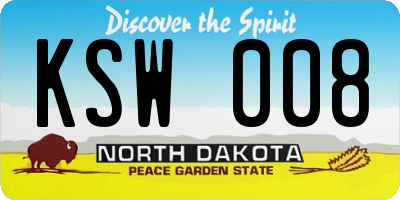 ND license plate KSW008