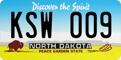 ND license plate KSW009