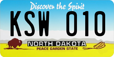 ND license plate KSW010