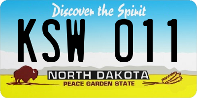 ND license plate KSW011