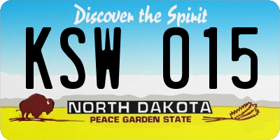 ND license plate KSW015