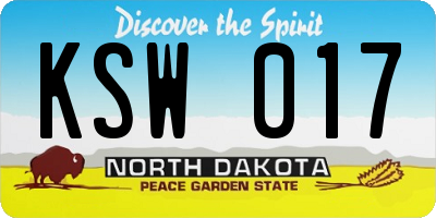 ND license plate KSW017