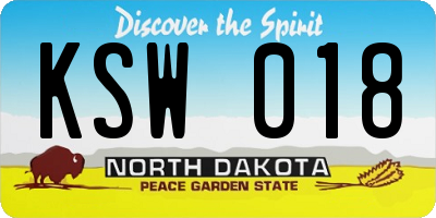 ND license plate KSW018