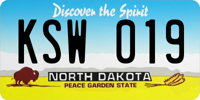 ND license plate KSW019
