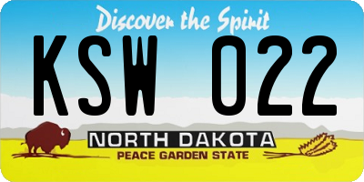 ND license plate KSW022