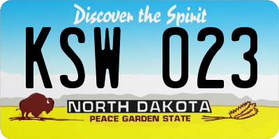 ND license plate KSW023
