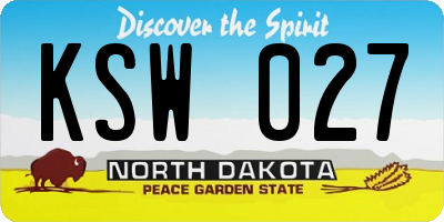 ND license plate KSW027