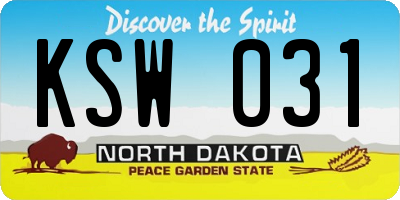 ND license plate KSW031