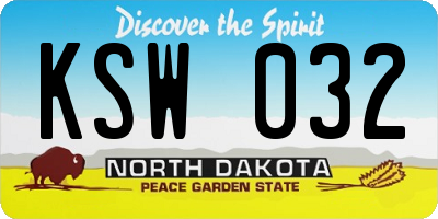 ND license plate KSW032