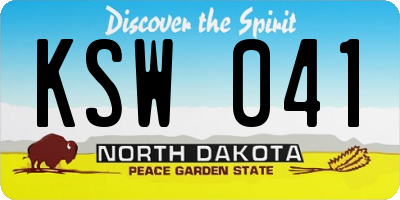 ND license plate KSW041