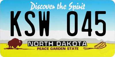 ND license plate KSW045