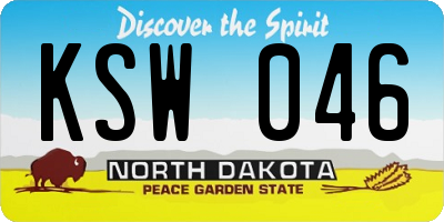 ND license plate KSW046