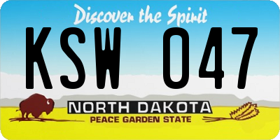 ND license plate KSW047
