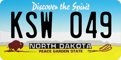 ND license plate KSW049