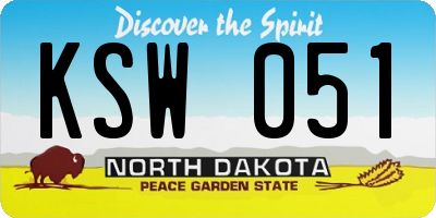 ND license plate KSW051