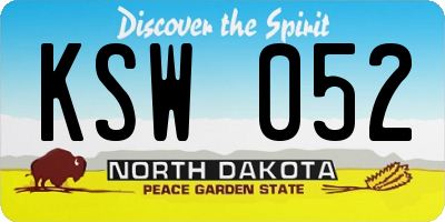 ND license plate KSW052