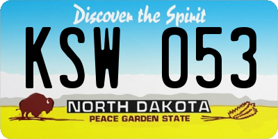 ND license plate KSW053