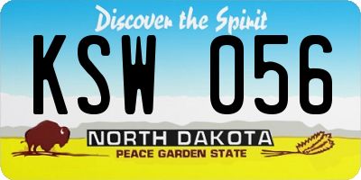 ND license plate KSW056
