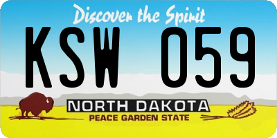 ND license plate KSW059