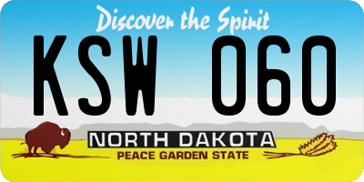 ND license plate KSW060