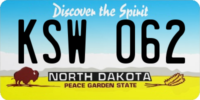 ND license plate KSW062