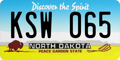 ND license plate KSW065