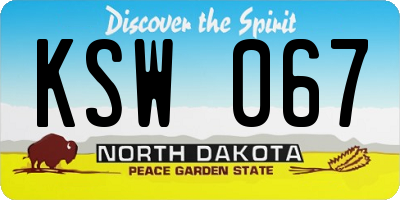 ND license plate KSW067