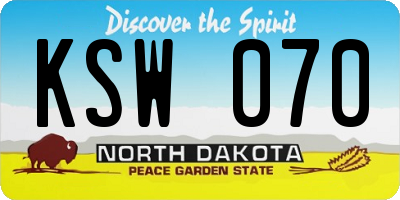 ND license plate KSW070