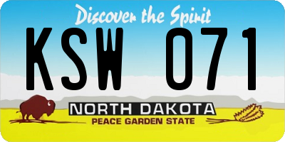 ND license plate KSW071