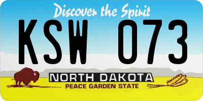 ND license plate KSW073