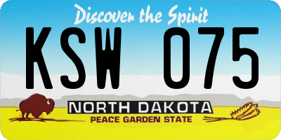 ND license plate KSW075