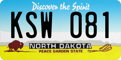 ND license plate KSW081