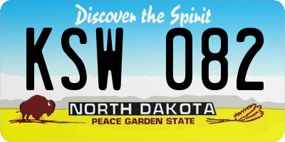 ND license plate KSW082