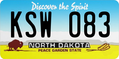 ND license plate KSW083