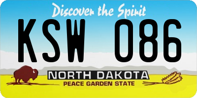 ND license plate KSW086
