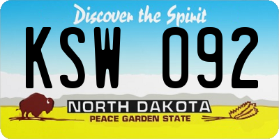 ND license plate KSW092
