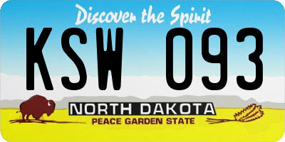 ND license plate KSW093