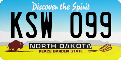 ND license plate KSW099