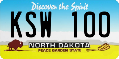 ND license plate KSW100