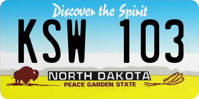 ND license plate KSW103