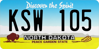 ND license plate KSW105
