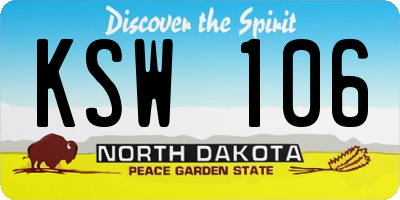 ND license plate KSW106
