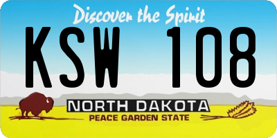 ND license plate KSW108