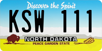 ND license plate KSW111