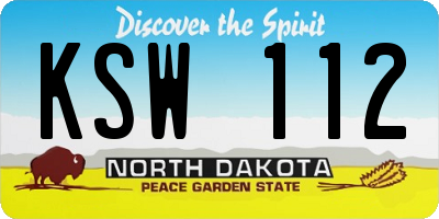 ND license plate KSW112