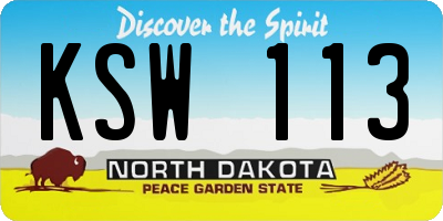 ND license plate KSW113
